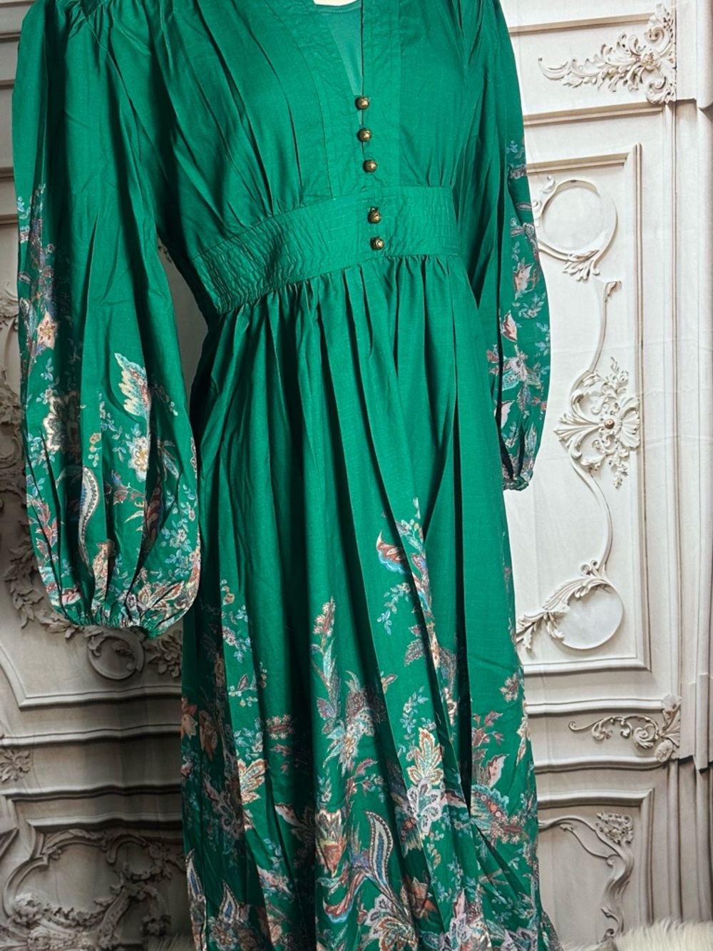 Emerald Green Floral Maxi Dress - Picture 8 of 9